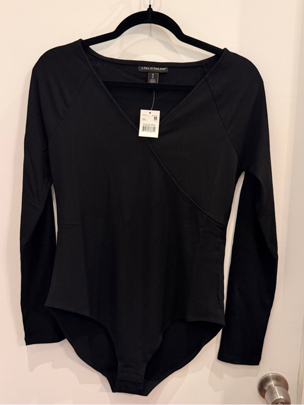A PEA‎ IN THE POD | Ribbed Long Sleeve Surplice Bodysuit | Maternity Essential